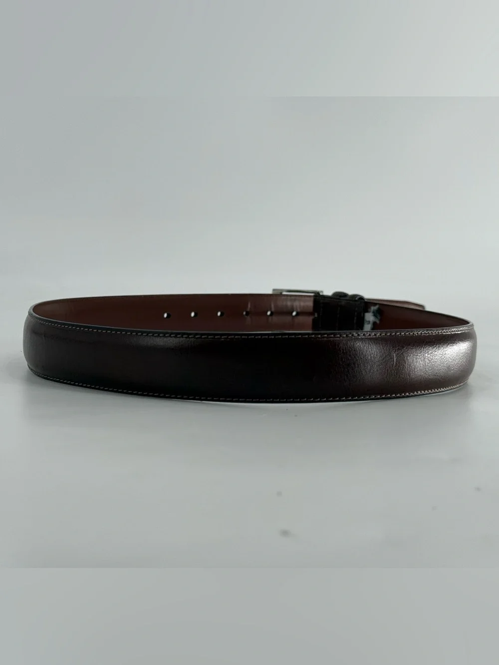 Perry Ellis Contemporary Business Casual Brown Leather Belt 32